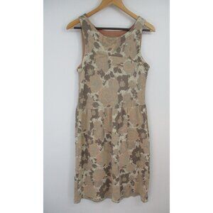 Anthropologie Knitted & Knotted Womens L Floral Print Dress Knit Gold Metallic